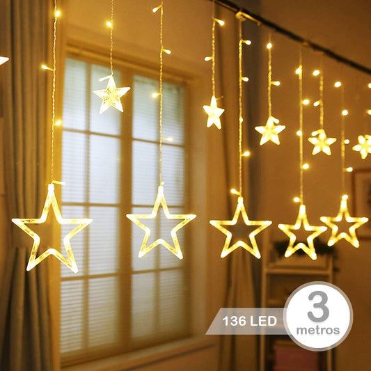 Extensión de luces forma de Estrellas de 3mts Navidad 🌟